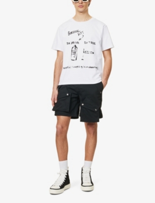 Shop Members Of The Rage Survival Kit Graphic-print Cotton-jersey T-shirt In Off White