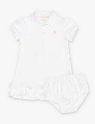 POLO RALPH LAUREN: Baby Girl Poly Pony-embroidered cotton dress and bloomer set