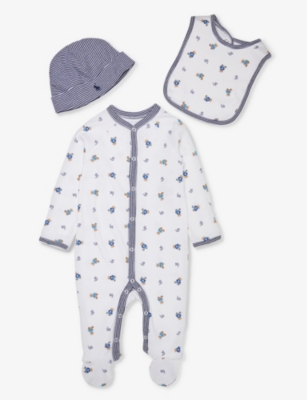 POLO RALPH LAUREN: Monogram-print three-piece cotton-jersey set 0-9 months