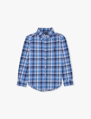 POLO RALPH LAUREN: Logo-embroidered long-sleeve checked cotton-poplin shirt 2-7 years