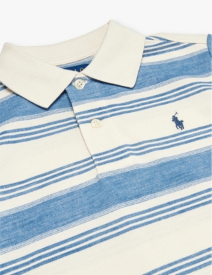 Shop Polo Ralph Lauren Boys' Striped Logo-embroidered Cotton Polo Shirt In Multi