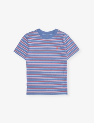 POLO RALPH LAUREN: Boys' stripe-print short-sleeve cotton-jersey T-shirt