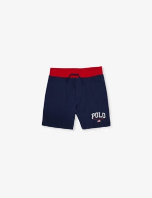 POLO RALPH LAUREN: Boys' Athletic logo text-embroidered cotton-jersey shorts