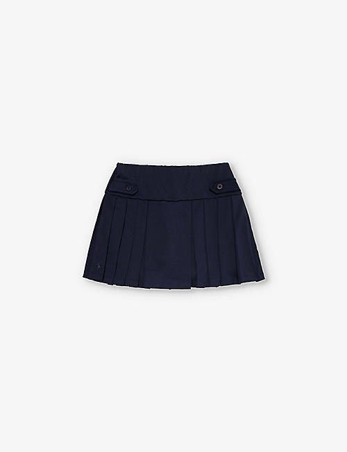 POLO RALPH LAUREN: Girls' Polo Pony-embroidered pleated stretch-woven mini skirt