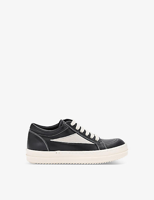 RICK OWENS: Kids' Vintage panelled leather low-top trainers