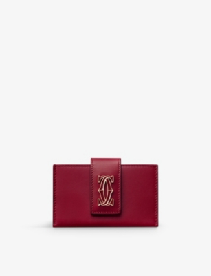 Shop Cartier C De  Leather Card Holder In Red