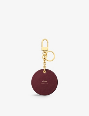 Shop Cartier Characters Leather Medallion Keyring In Burgundy