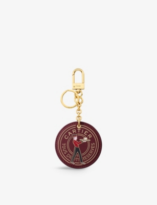 Cartier Womens Burgundy Characters Leather Medallion Keyring
