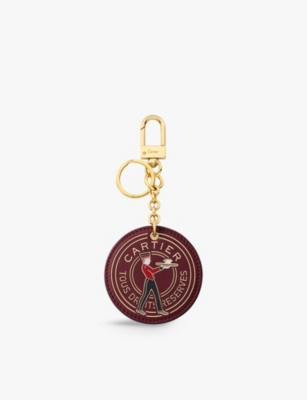 Cartier Womens Burgundy Characters Leather Medallion Keyring