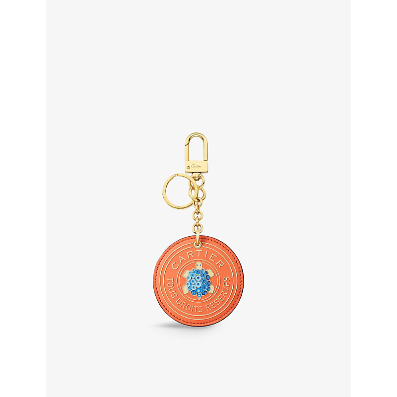 Cartier Womens Apricot Characters Leather Medallion Keyring