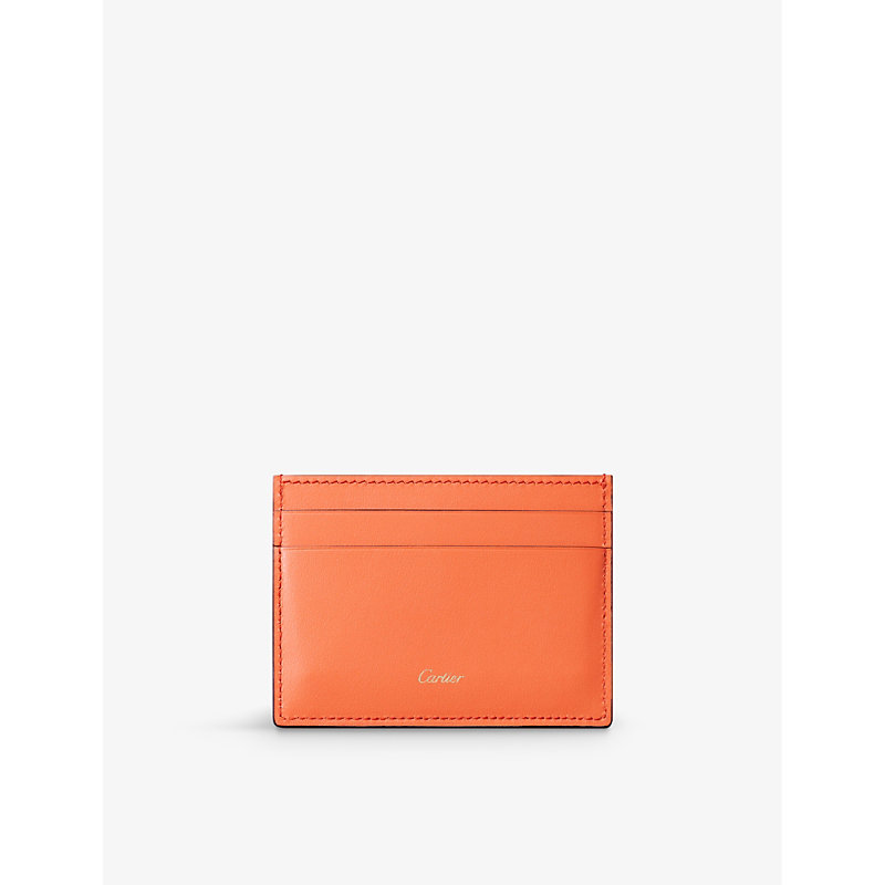 Shop Cartier Characters Leather Card Holder In Apricot