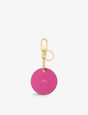 Shop Cartier Characters Leather Medallion Keyring In Fuchsia