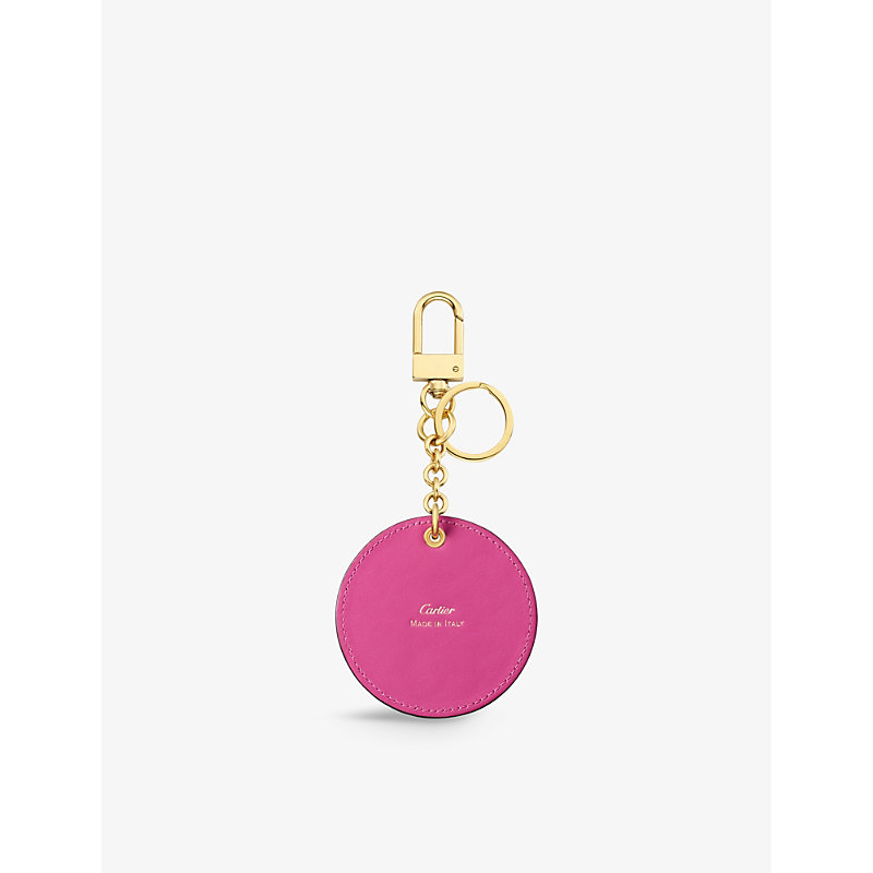 Shop Cartier Characters Leather Medallion Keyring In Fuchsia