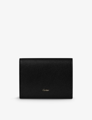 Shop Cartier Panthère De  Leather Wallet In Black