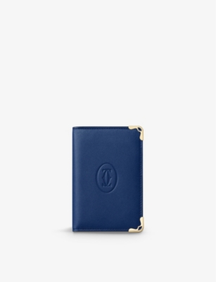 Shop Cartier Must De  Leather Card Holder In Blue