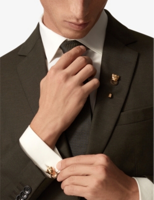 Cartier Mens 18k Yellow Gold Panthère De  18ct Yellow-gold And Lacquer Cufflinks In Gold