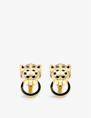 Cartier Mens 18k Yellow Gold Panthère De  18ct Yellow-gold And Lacquer Cufflinks In Gold