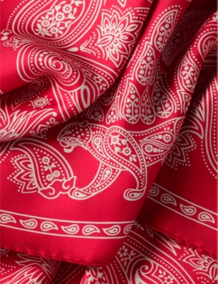 Cartier Womens Red Double C De Paisley-print Silk-twill Scarf In Red