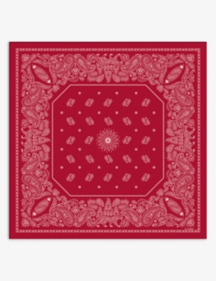 Cartier Womens Red Double C De Paisley-print Silk-twill Scarf