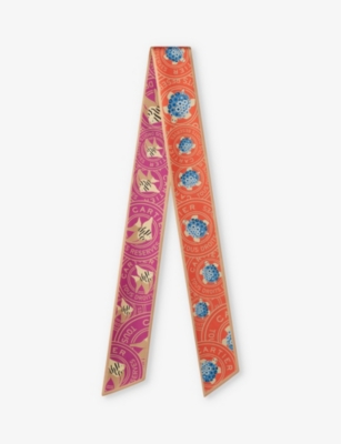 Cartier Womens Orange Characters Silk-twill Scarf