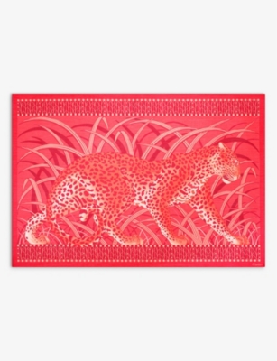 Cartier Womens Coral Panthere De Silk-blend Scarf