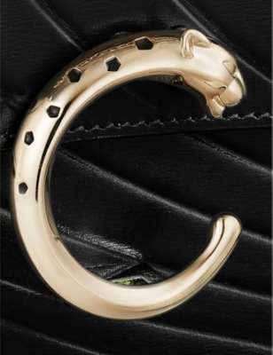Shop Cartier Panthère De  Chain Leather Small Cross-body Bag In Black