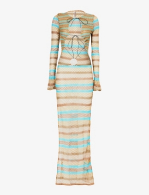 allure stripe knitted maxi dress Jaded London Allure Stripe Knitted Maxi Dress in Multi