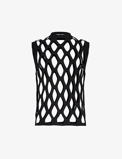 BLACK COMME DES GARCON: Sleeveless cut-out knitted top