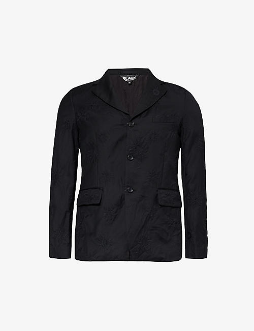 BLACK COMME DES GARCON: Celestial-embroidered single-breasted wool blazer