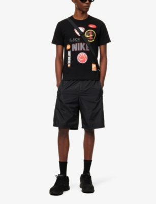 Shop Black Comme Des Garcon Men's Black Black Comme Des Garçons X Nike Graphic-print Cotton T-shirt