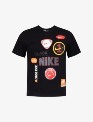 Black Comme Des Garcon Mens Black Black Comme Des Garçons X Nike Graphic-print Cotton T-shirt