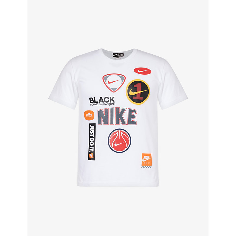 Black Comme Des Garcon Black Comme Des Garçons X Nike Graphic-print Cotton T-shirt In White