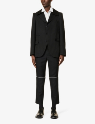 Shop Black Comme Des Garcon Men's Black Detachable-panel Mid-rise Woven Trousers