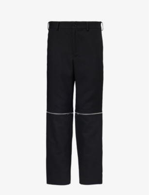Shop Black Comme Des Garcon Men's Black Detachable-panel Mid-rise Woven Trousers