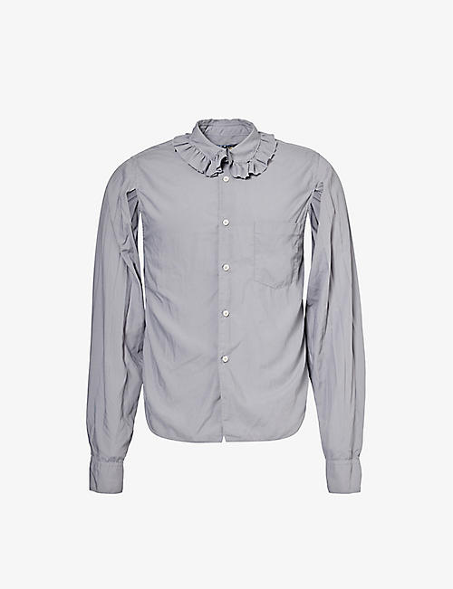 BLACK COMME DES GARCON: Frill-collar long-sleeve woven shirt