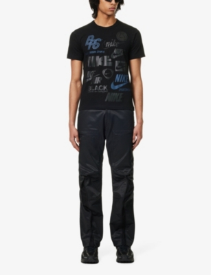 Shop Black Comme Des Garcon Mens Black Black Comme Des Garçons X Nike Graphic-print Cotton T-shirt
