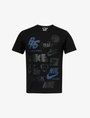 Shop Black Comme Des Garcon Men's Black Black Comme Des Garçons X Nike Graphic-print Cotton T-shirt
