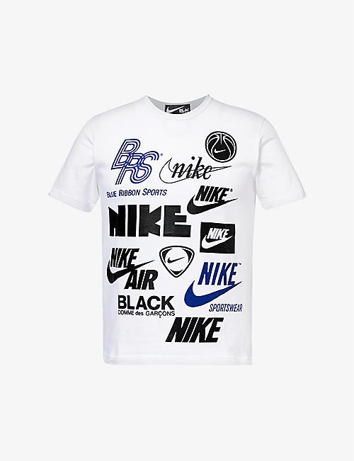 BLACK COMME DES GARCON: Black Comme des Garçons x Nike graphic-print cotton T-shirt