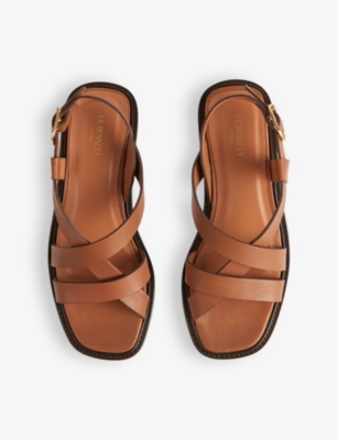 Shop Lk Bennett Women's Bro-chocolate Telma-strap Flat Leather Sandals