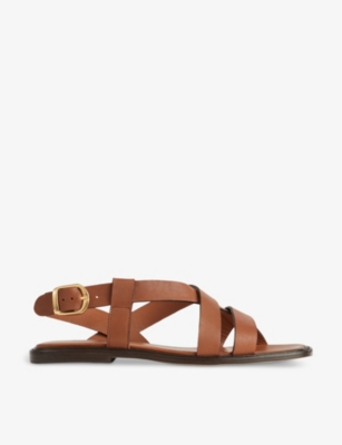 Shop Lk Bennett Women's Bro-chocolate Telma Multi-strap Flat Leather Sandals