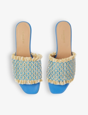 Shop Lk Bennett Women's Mul-blue/cream Meera Braided Raffia Sandals