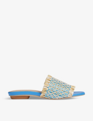 Shop Lk Bennett Women's Mul-blue/cream Meera Braided Raffia Sandals