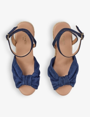 Lk Bennett Womens Blu-navy Angela Tie-knot Suede Espadrilles In Blu-navy