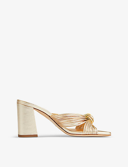LK BENNETT: Coletta knotted-strap metallic faux-leather mules