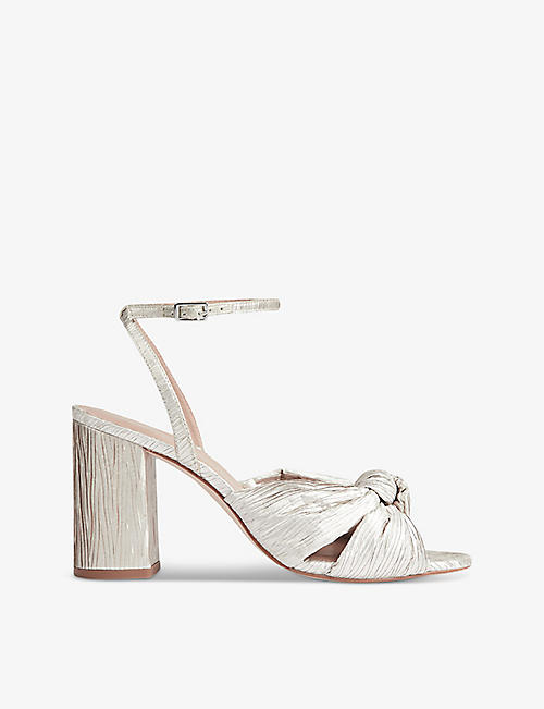 LK BENNETT: Eliana knot-embellished satin heeled sandals