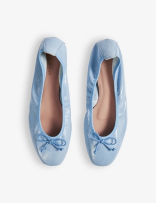 Shop Lk Bennett Womens Blu-storm Trilly Bow-embellished Flat Patent-leather Ballet Flats