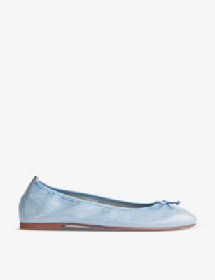 Shop Lk Bennett Womens Blu-storm Trilly Bow-embellished Flat Patent-leather Ballet Flats