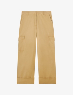 Lk Bennett Womens Nat-stone Riviera Patch-pocket Wide-leg Mid-rise Woven Trousers In Nat-stone