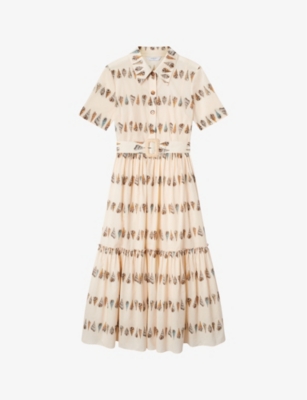 LK BENNETT: Bella shell-print cotton midi dress