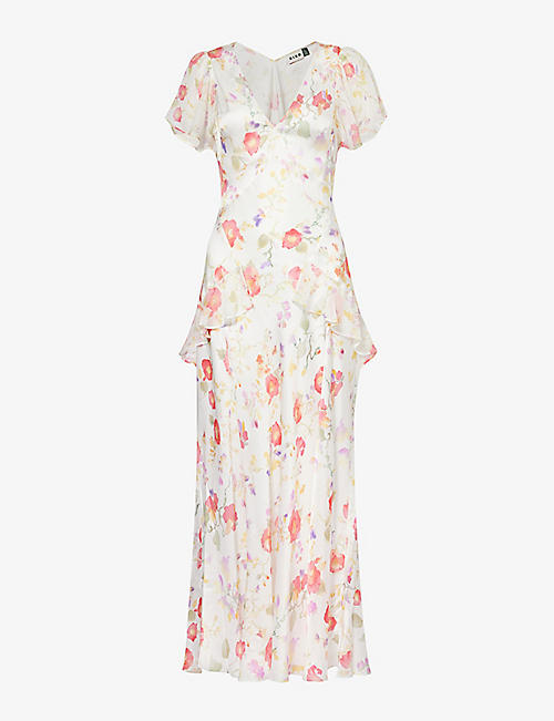 RIXO: Evie floral-print satin midi dress